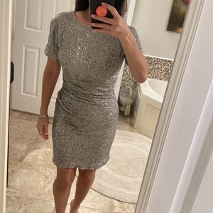Silver sequin dress.